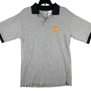 VINTAGE 90s Tennessee Volunteers Polo Mens Medium Gray Orange Logo Iron Knights